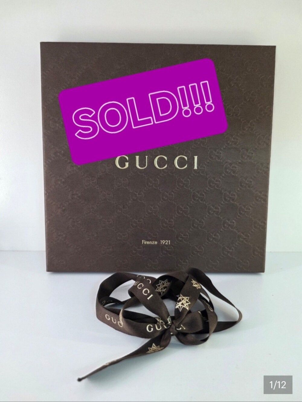 Gucci Brown Scarf Gift Box with Branded Ribbon